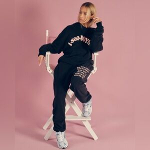 BLACK 1-800 BOYS LIE RACER HOODIE & SLIM SWEATS NWT